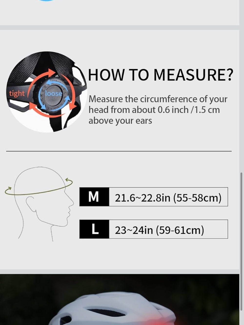Bike Helmet for Adults, Lightweight Mountain Bicycle Helmet with USB Large 23-24 - Picture 4 of 12